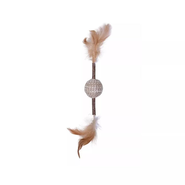 Cat Toy Ball with Matatabi Stick and Feathers, 4.5x8 cm