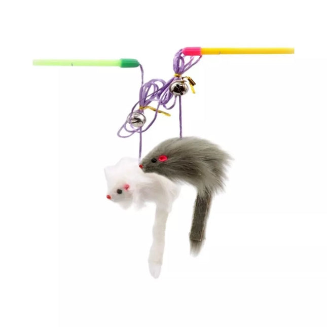 Cat Fishing Rod Toy with Rattling Mouse and Ball, 17+49 cm