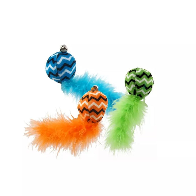 Magic Cat Fishing Rod Cat Toy with Plush Ball and Feather, 17+45 cm