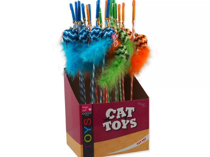 Magic Cat Fishing Rod Cat Toy with Plush Ball and Feather, 17+45 cm