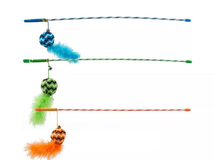 Magic Cat Fishing Rod Cat Toy with Plush Ball and Feather, 17+45 cm