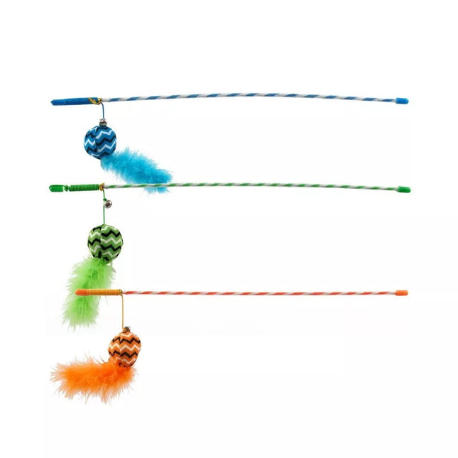 Magic Cat Fishing Rod Cat Toy with Plush Ball and Feather, 17+45 cm