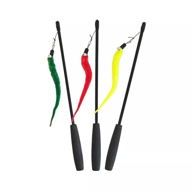 Cat Fishing Rod Toy with Plush Worm, 41+45 cm