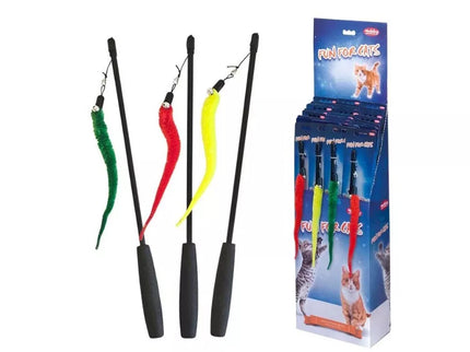 Cat Fishing Rod Toy with Plush Worm, 41+45 cm