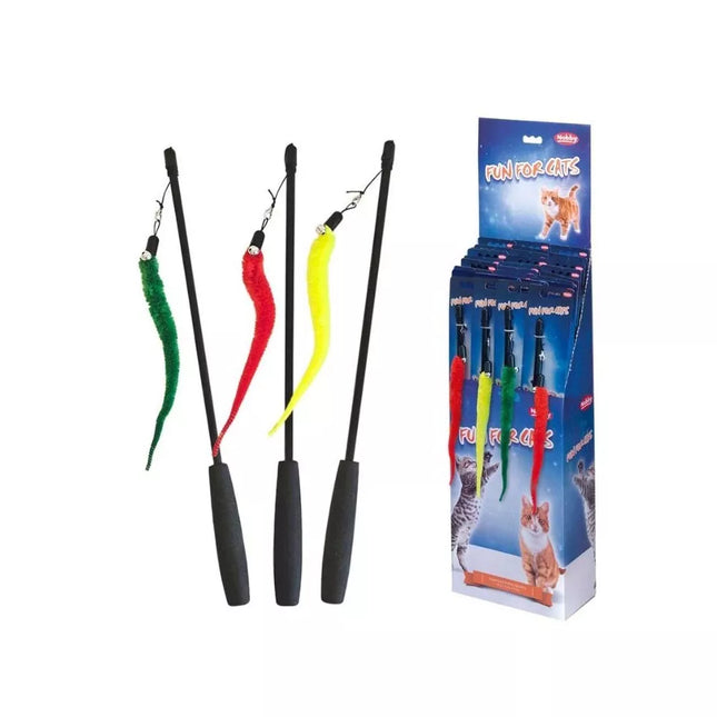 Cat Fishing Rod Toy with Plush Worm, 41+45 cm