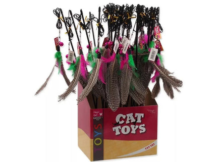 Cat Toy Fishing Rod with Feathers and Ball, 19+46 cm