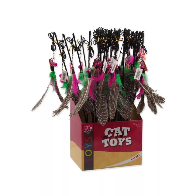 Cat Toy Fishing Rod with Feathers and Ball, 19+46 cm