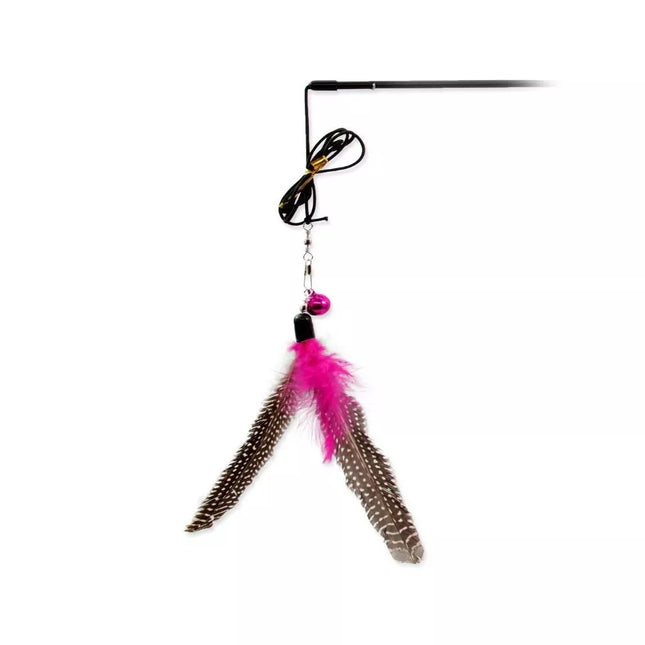 Cat Toy Fishing Rod with Feathers and Ball, 19+46 cm