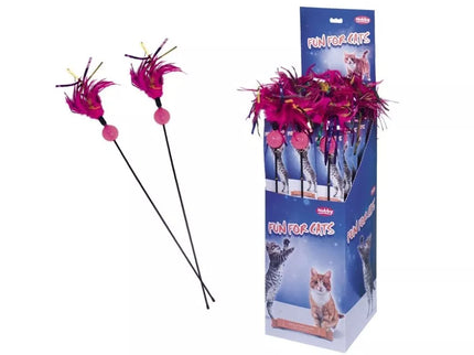 Cat Fishing Rod Toy with Feathers and Ball, 60 cm