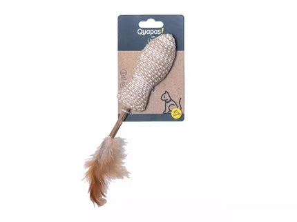 Žaislas katėms pelytė su matatabi lazdele ir plunksnomis, 4,5x8 cm