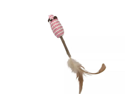 Žaislas katėms sizalinė pelytė su matatabi lazdele ir plunksna, 21 cm