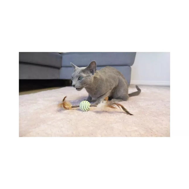 Sisal Mouse Cat Toy with Matatabi Stick and Feather, 21 cm