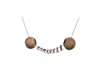 Toy for birds and rodents, bridge with two coconuts, 90 cm
