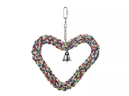 Bird Toy Rope Heart with Bell, 27x21 cm