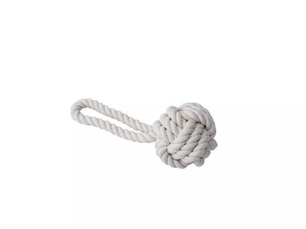 Natural Rope Dog Toy, Ball with Loop, M, 15 cm