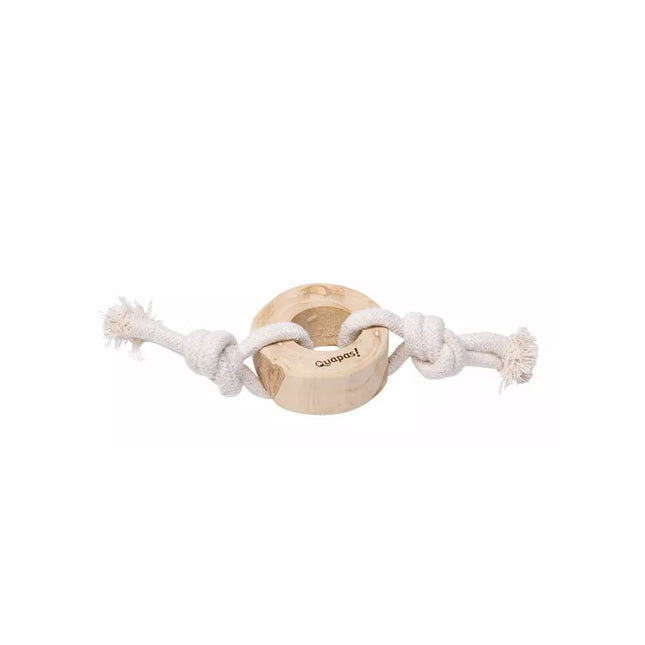 Natural Rope Dog Toy, Acacia Wood Ring with Knots, 7x35 cm