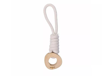 Natural Rope Dog Toy with Coffee Wood Ring Handle, 4x31 cm