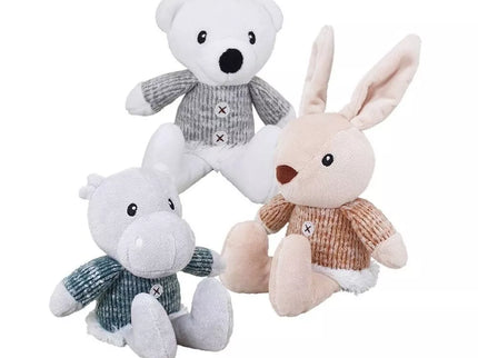 Žaislas šunims kalėdinis gyvūnėlis, 20 cm (triušis, meškiukas, begemotas)