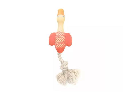 Latex duck toy with rope for dogs, 23 cm