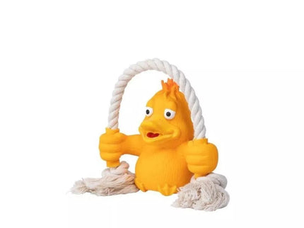Latex Duck Toy with Rope for Dogs, 5.6x13x19.5 cm