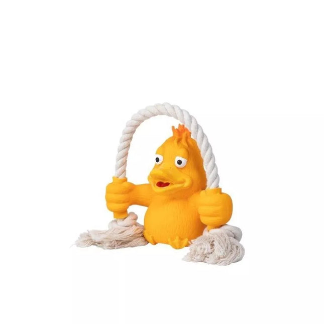 Latex Duck Toy with Rope for Dogs, 5.6x13x19.5 cm