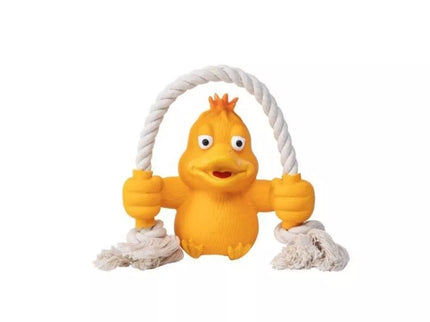 Latex Duck Toy with Rope for Dogs, 5.6x13x19.5 cm