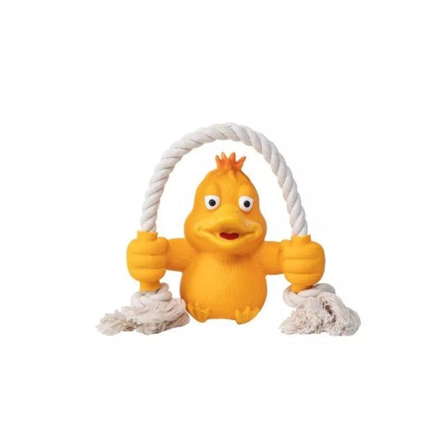 Latex Duck Toy with Rope for Dogs, 5.6x13x19.5 cm