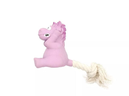 Latex Horse Toy for Dogs with Rope, 16.5 cm, Pink