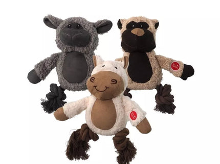 Plush Lamb Dog Toy with Ropes