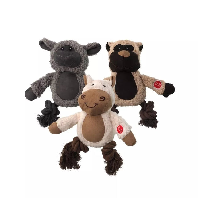 Plush Lamb Dog Toy with Ropes