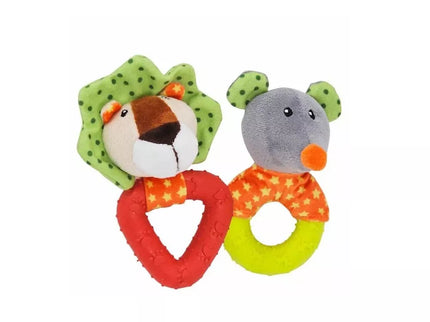 Plush Dog Toy with Rubber Detail (Lion, Mouse), 12+15 cm