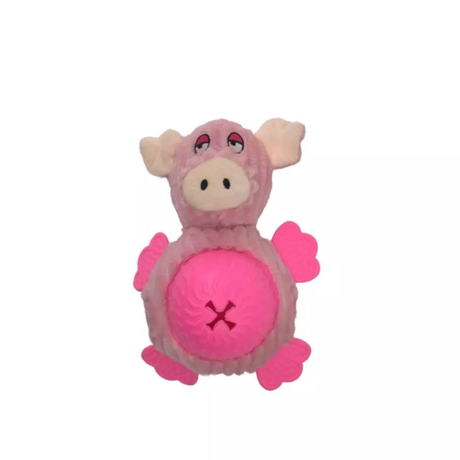 Plush Piglet Dog Toy with Treat Ball